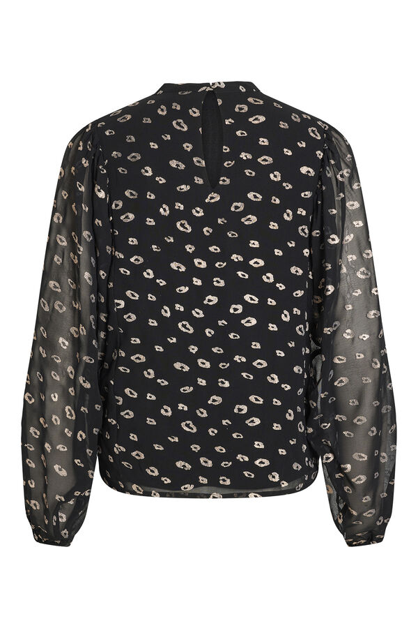 Vila Blusa de manga comprida semitransparente  Preto