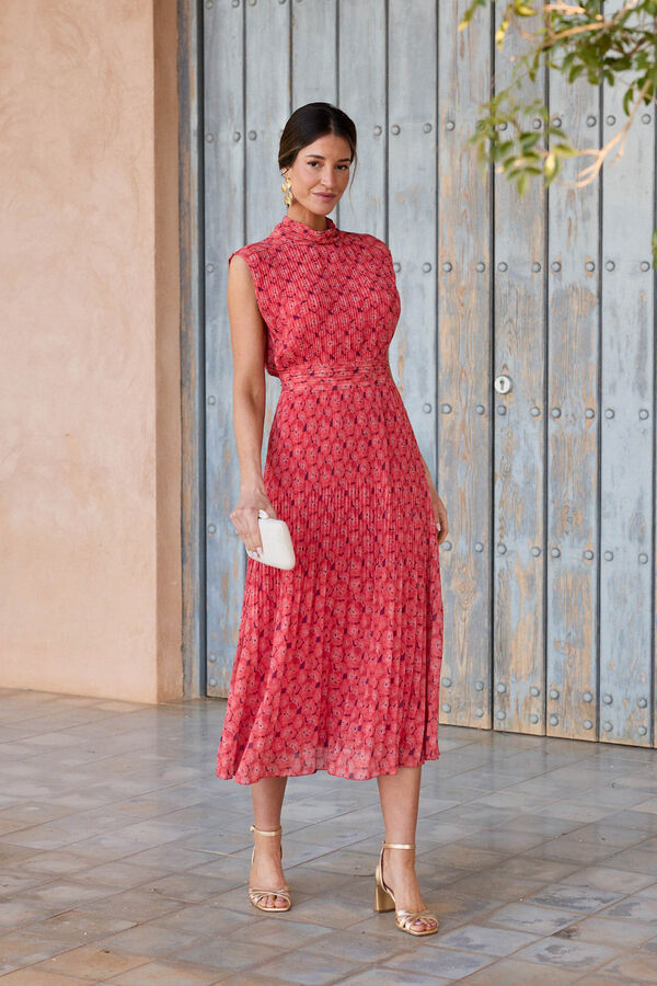 Pol&iacute;n Et Moi Vestido floral Pertina Laranja