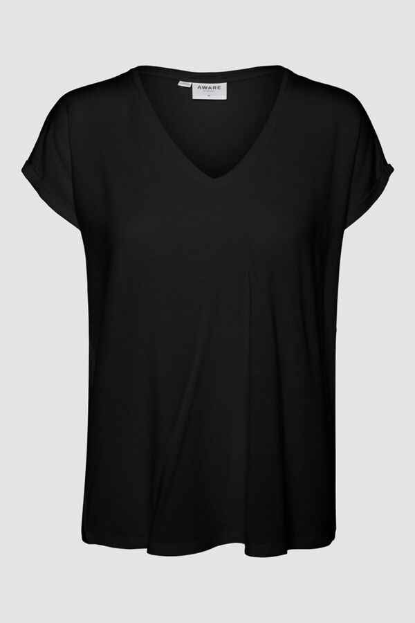 Vero Moda Curve Camiseta básica com gola bico size Preto