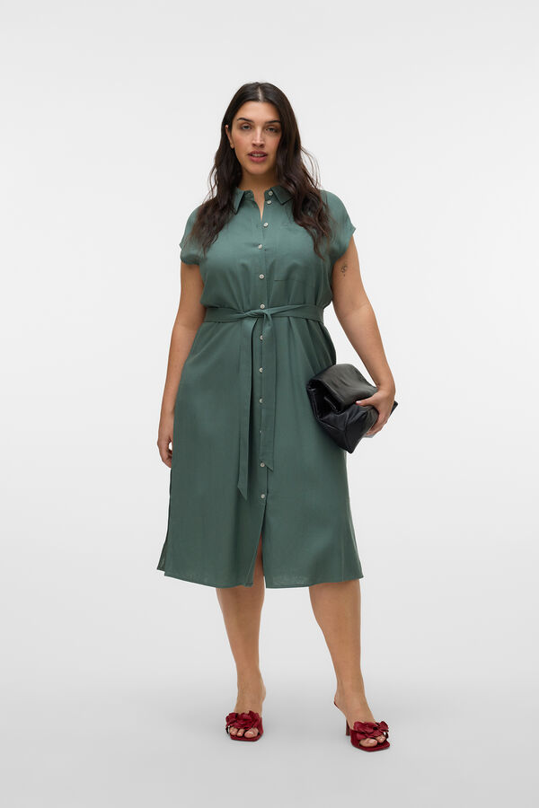 Vero Moda Curve Vestido midi camisero talla grande Verde