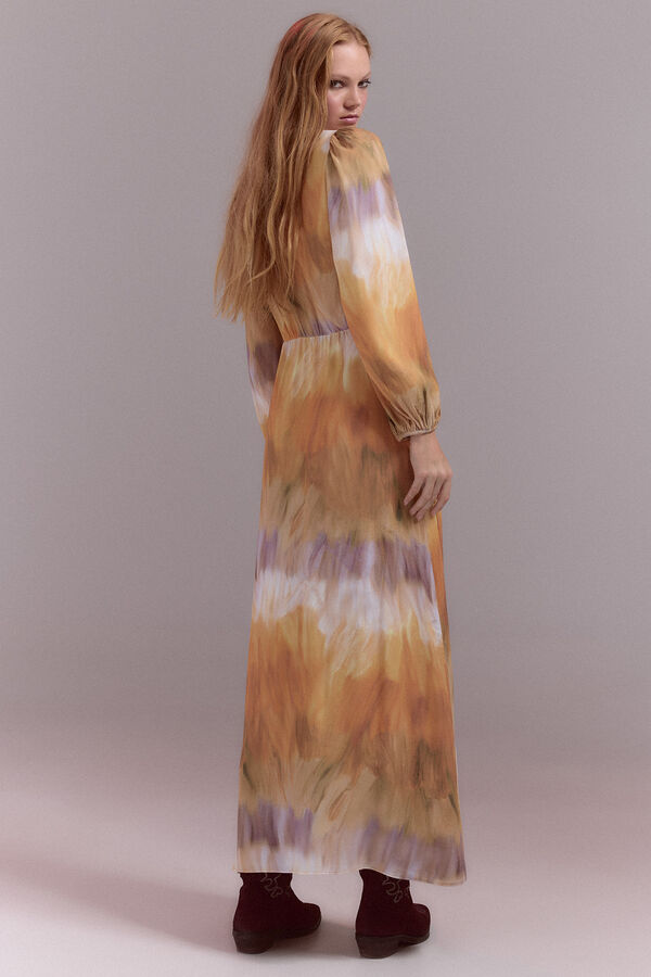 Slowlove Vestido recto con abertura Multicolor