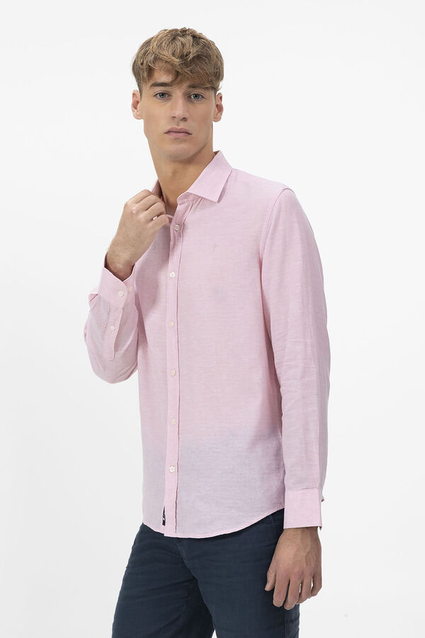 elPulpo Camisa de gola italiana com linho Subiu