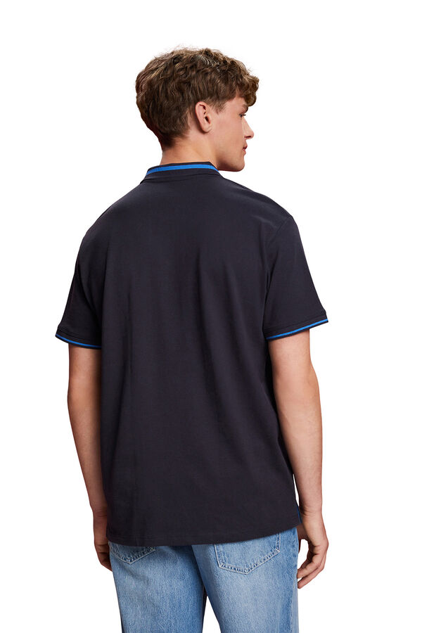 Esprit Polo liso regular fit con lino Azul marino