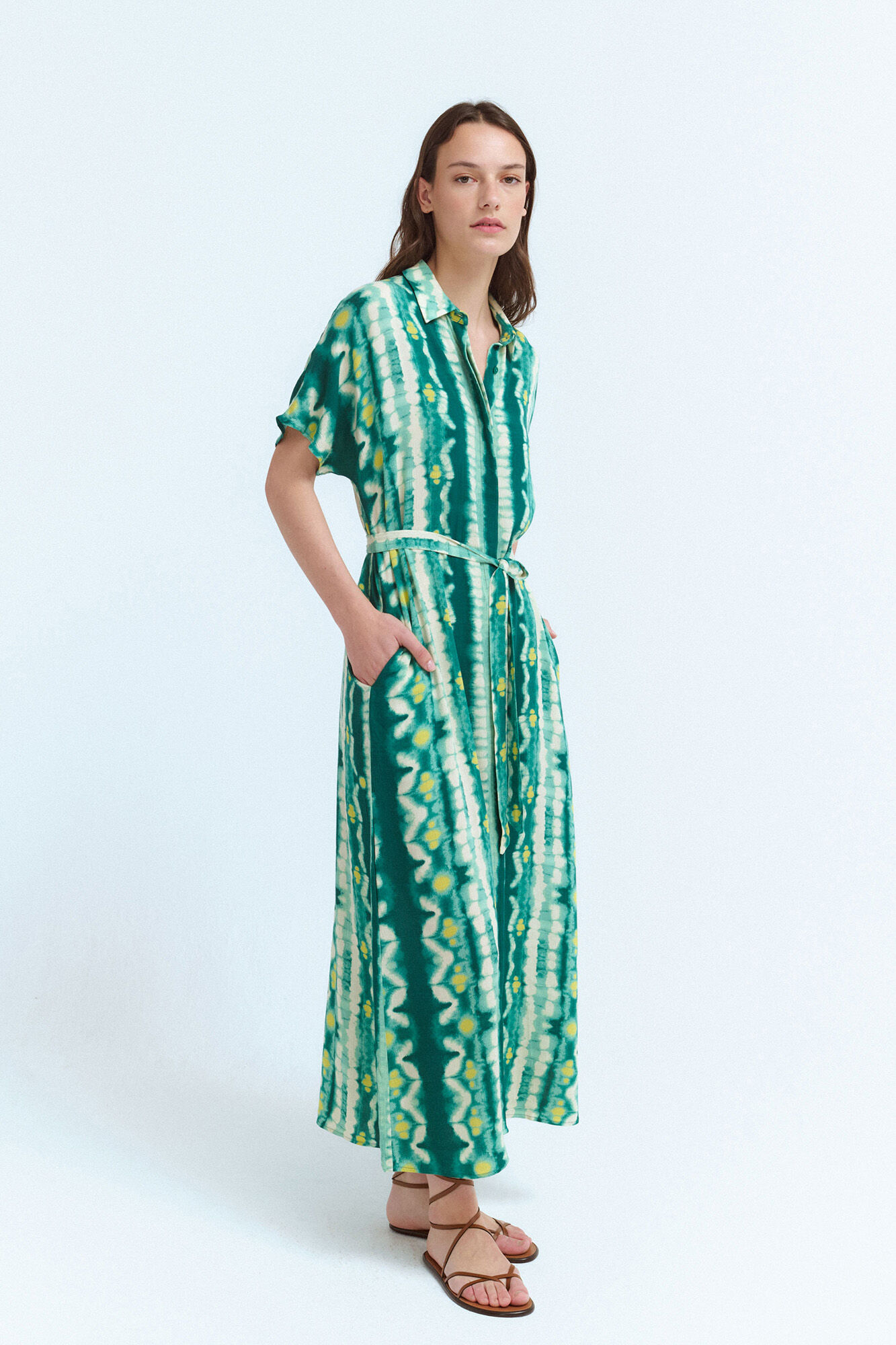 Vila Vestido camisa midi de viscose  