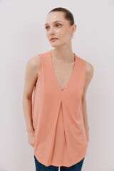 Cortefiel Top dobr&aacute;vel longo Vermelho