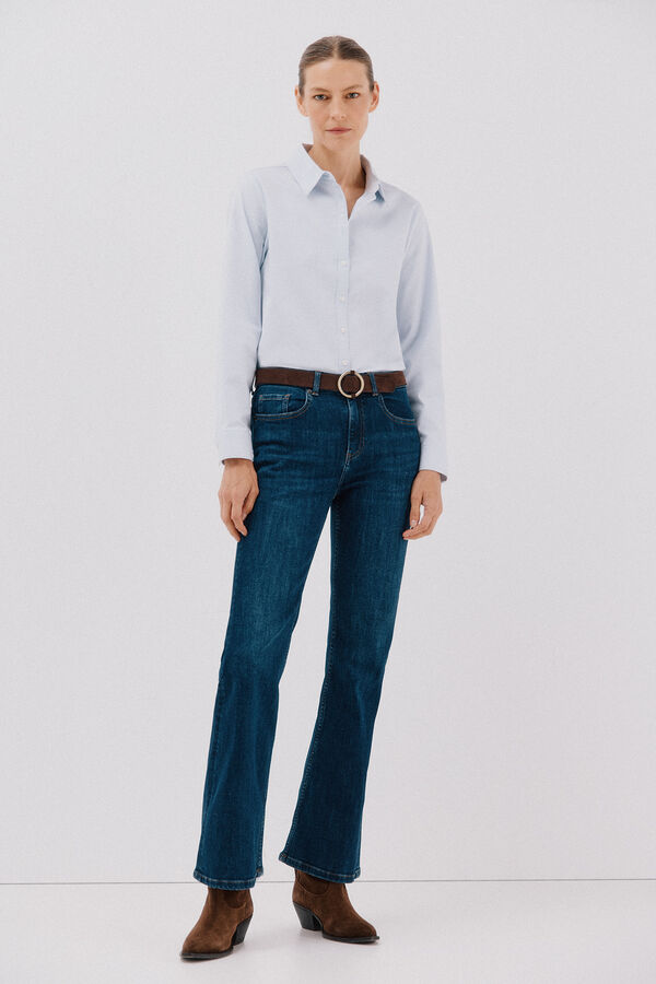 Cortefiel Camisa Algod&oacute;n Sostenible Azul