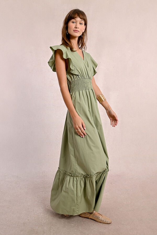 Molly Bracken Vestido de manga curta de borboleta com folhos Verde