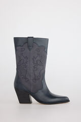 Slowlove Bota piel y serraje Gris