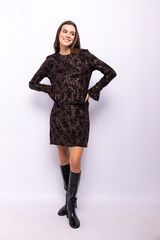 Object Falda lentejuelas y flocado Marr&oacute;n oscuro