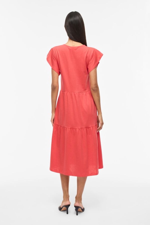 Vila Vestido midi con algod&oacute;n org&aacute;nico Coral