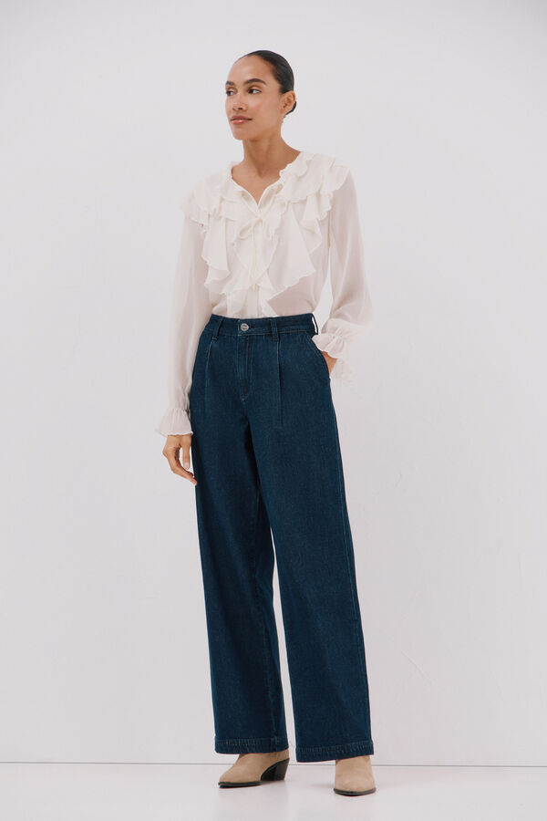 Cortefiel Pantal&oacute;n vaquero pinzas Azul