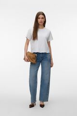 Vero Moda Camiseta b&aacute;sica con detalle estampado en el bajo Blanco