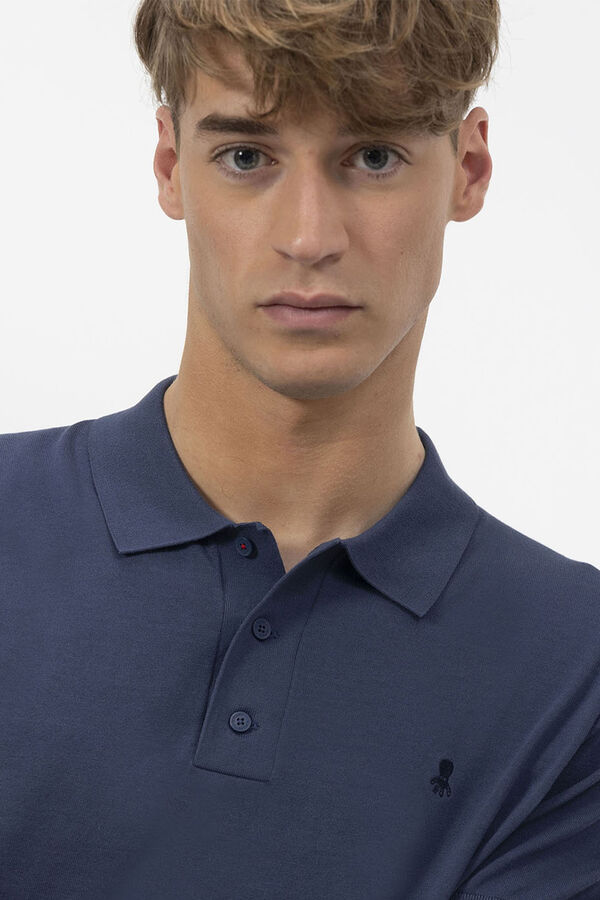 elPulpo Polo de punto crepe b&aacute;sica Azul