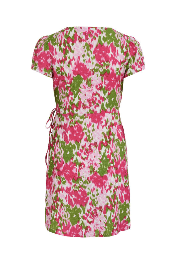 Vila Vestido curto cruzado com estampado Cinzento