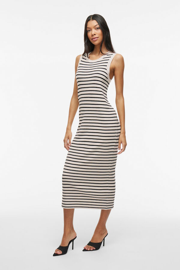 Vila Vestido midi de malha com viscose Cinzento