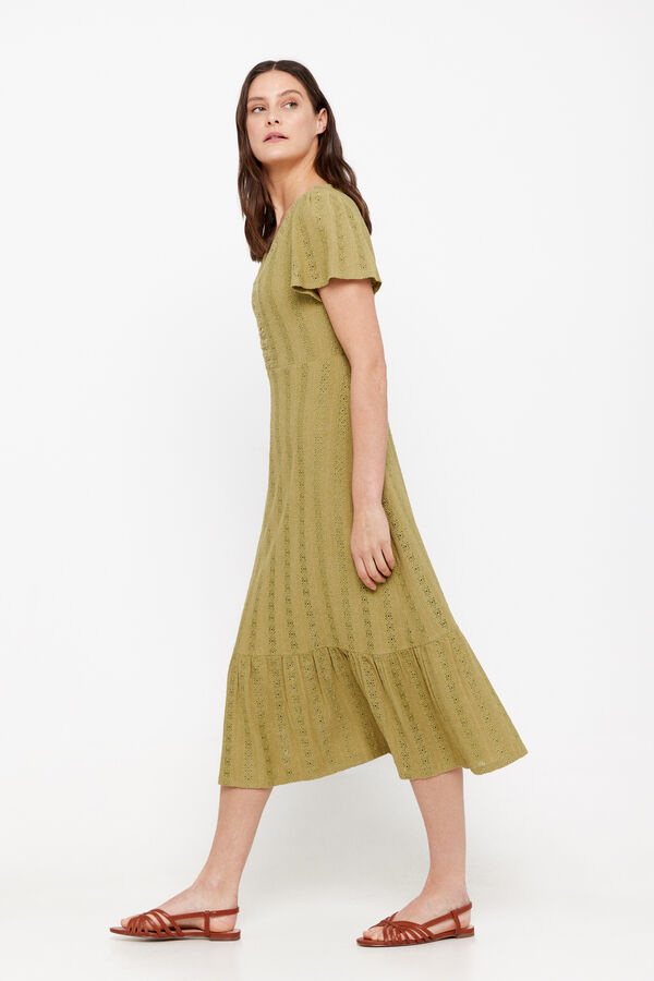 Cortefiel Vestido punto estructura Verde