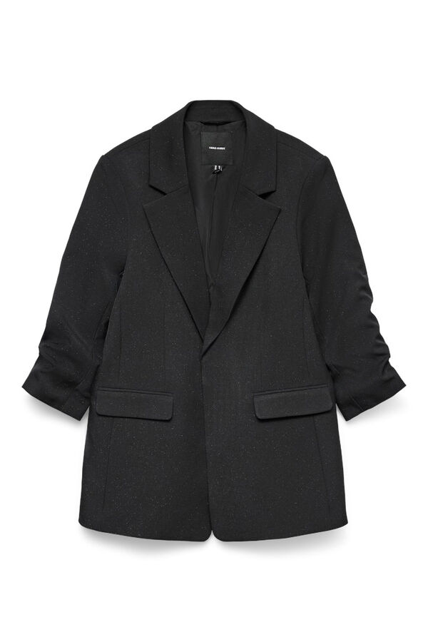 Vero Moda Blazer feminino com corte reto e glitter Preto