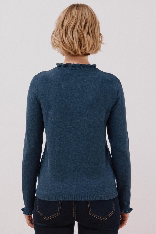 Cortefiel Camisola com gola com folhos Azul