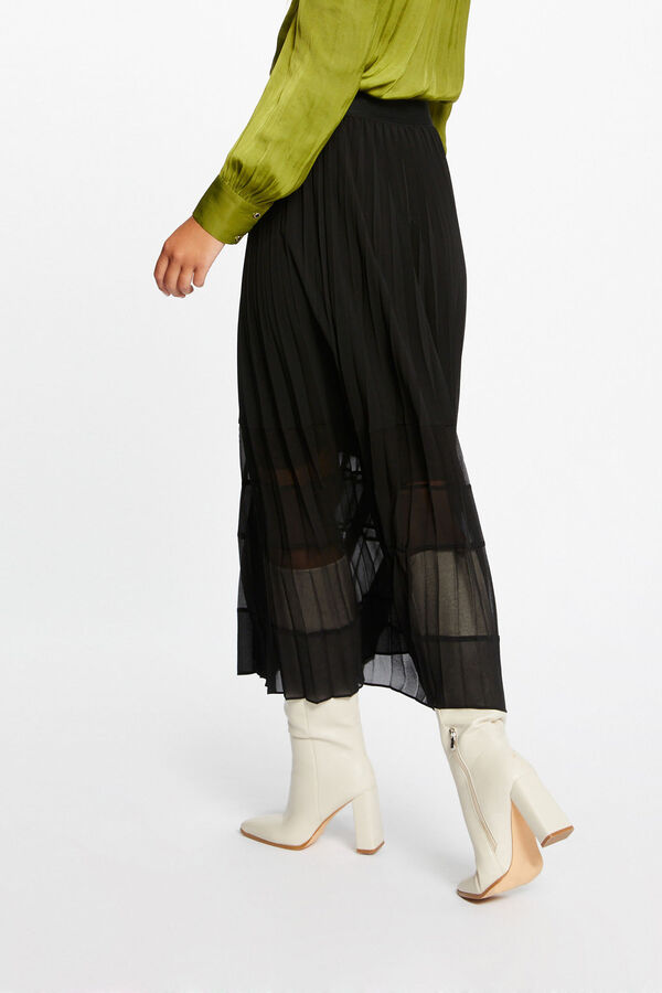 Morgan Falda larga acampanada plisada Negro
