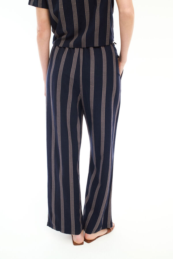 Vila Pantalón largo estampado rayas Azul marino