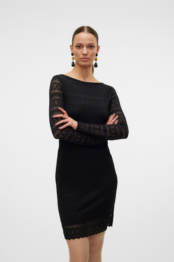 Vero Moda Vestido corto manga larga Negro