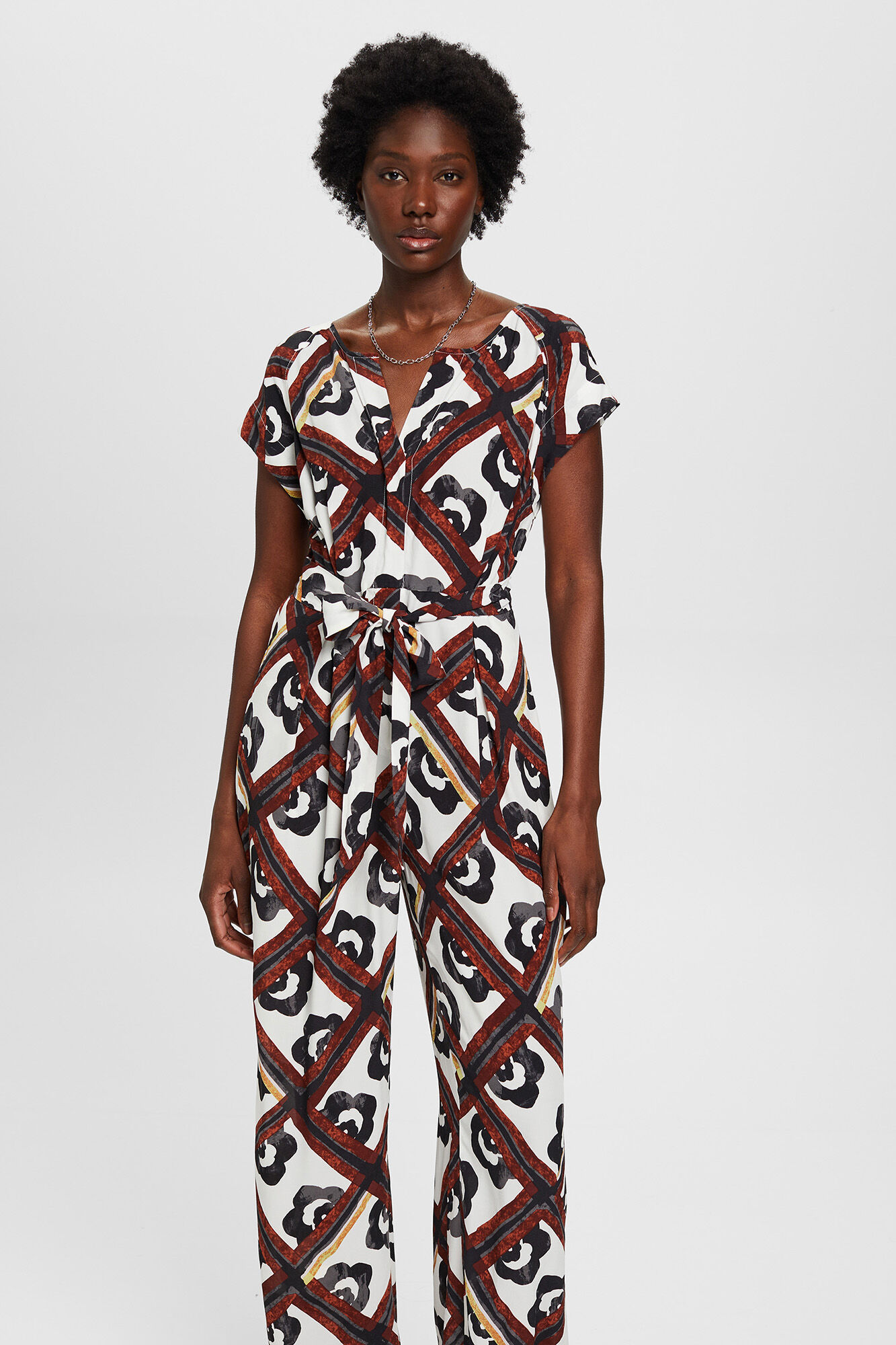 Esprit Mono estampado wide leg viscosa regular fit