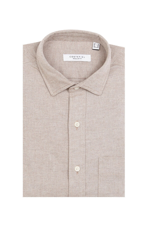 Cortefiel Camisa franela espiga Beige