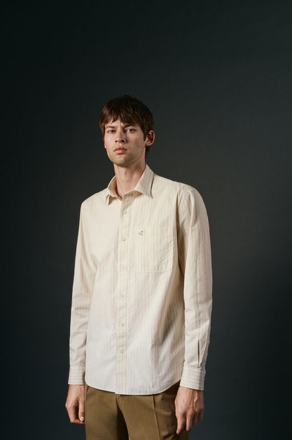 OOTO Camisa rayas estructura Marfil