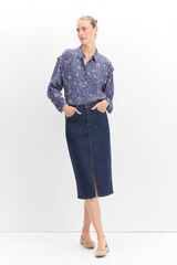 Cortefiel Camisa pliegue estampada Estampado azul