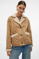 Vero Moda Casaco efeito camur&ccedil;a  Castanho
