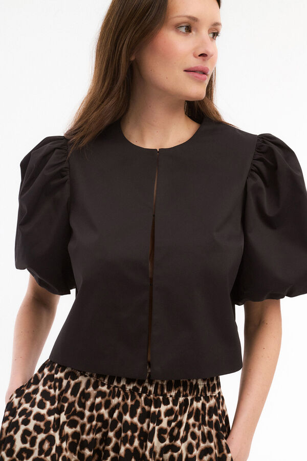 Vila top com manga balão 2/4 Preto