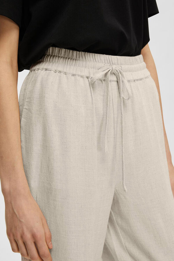 Selected Femme Pantalones de lino Regular Fit. Gris