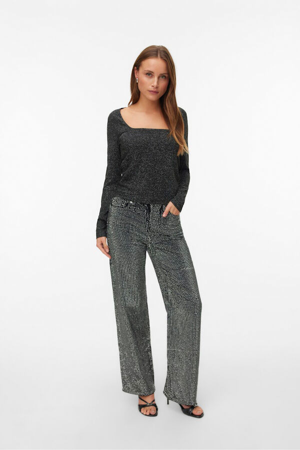 Vero Moda Top de manga comprida com manga quadrado Preto