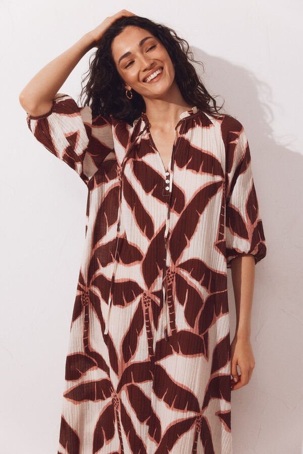 Cortefiel Caftan estampado amplo Vermelho