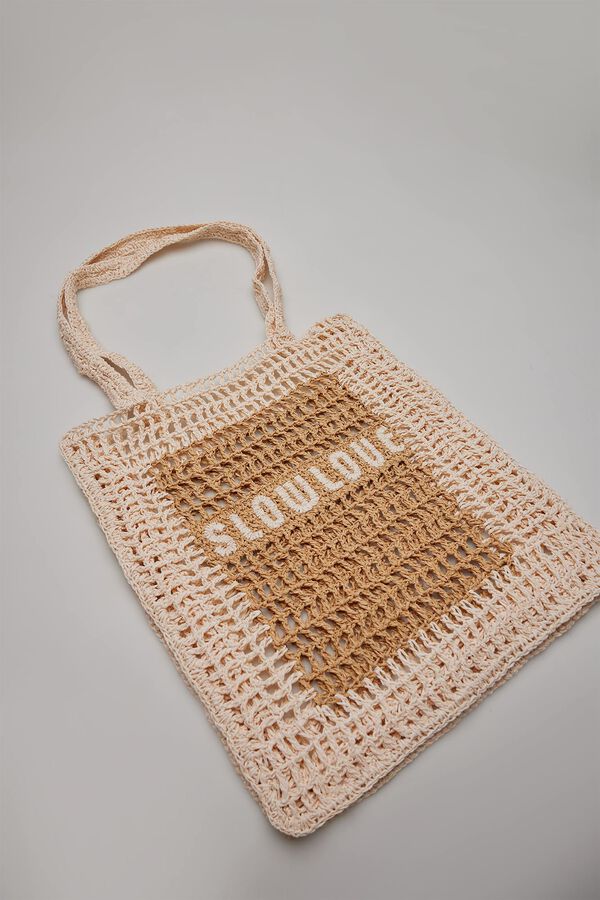 Slowlove Bolso bandolera de rafia Arena