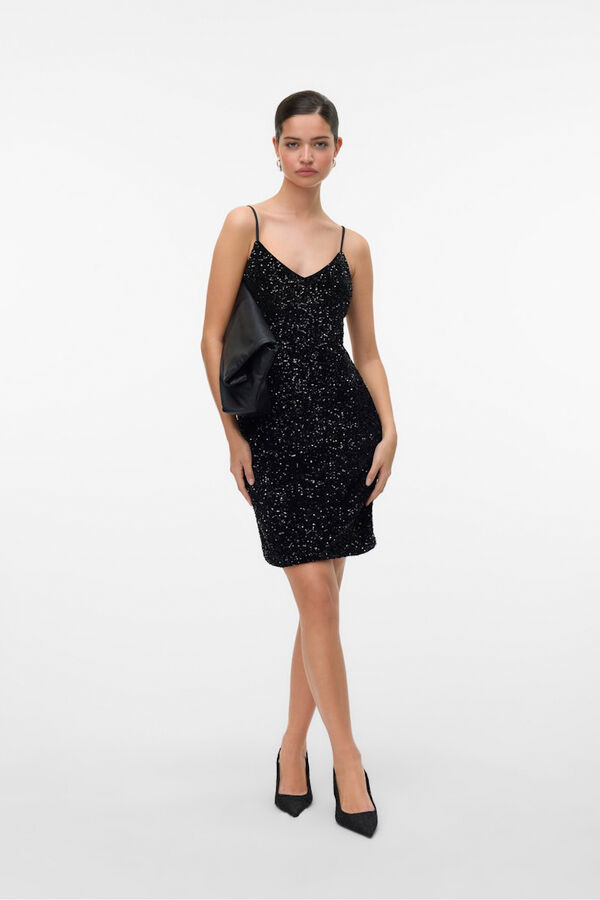 Vero Moda Vestido de tirantes con lentejuelas Negro