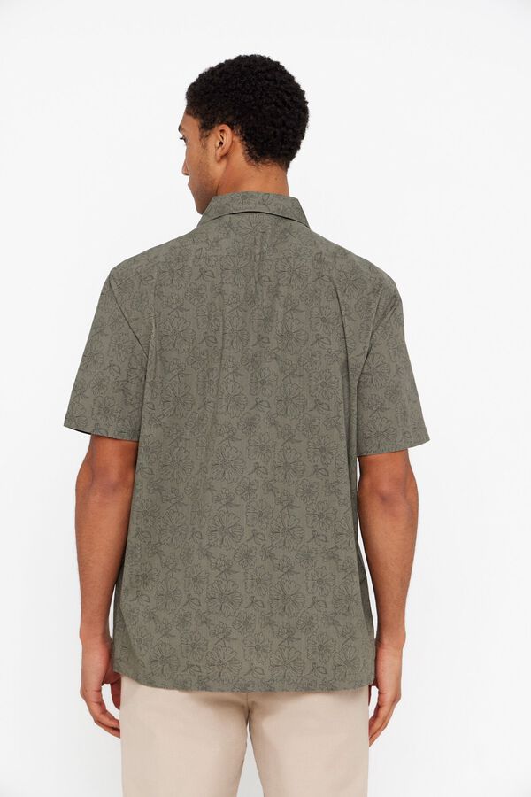 Cortefiel Camisa estampada tejido flam&eacute; Verde