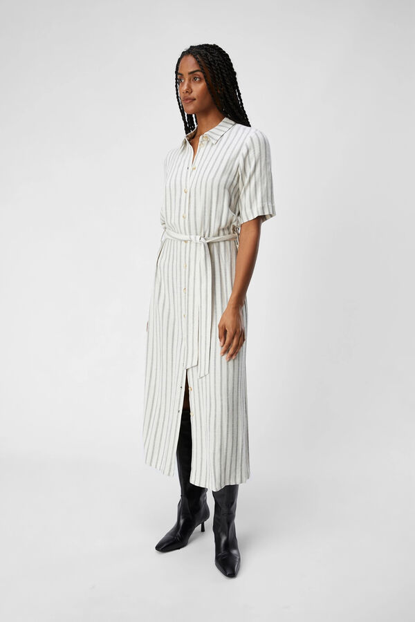 Object Vestido camisero de lino manga corta Gris