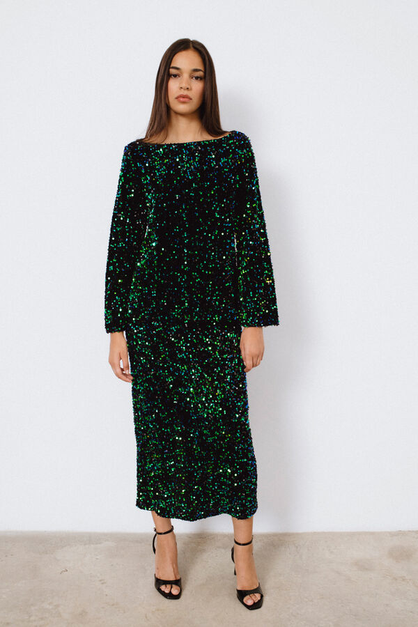 Vila Top de manga comprida de lantejoulas Preto