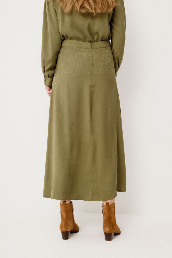 Vila Falda midi estampada Verde oscuro