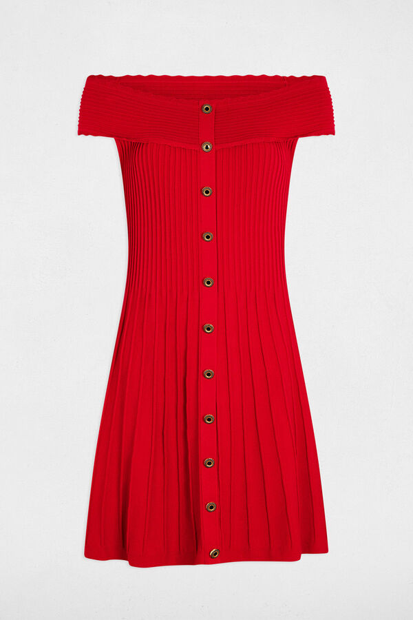 Morgan Vestido malha curto evas&eacute; Vermelho