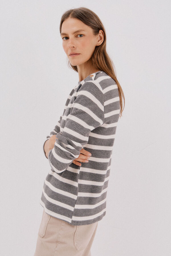 Cortefiel Sudadera estructura rayas Gris