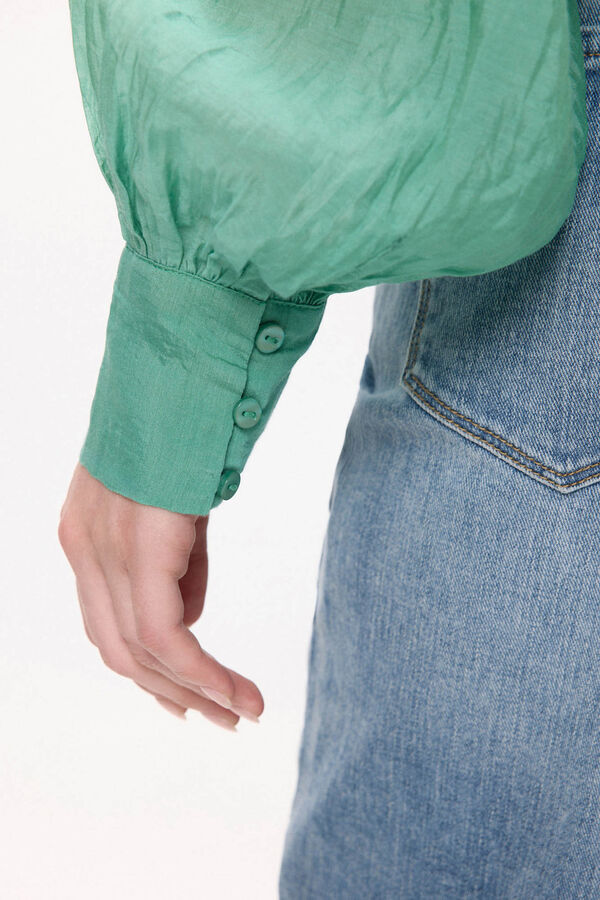 Vila Blusa manga larga abullonada Verde