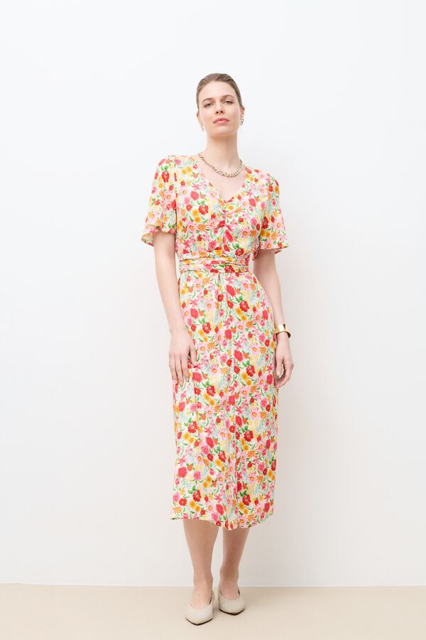 Caroll Vestido midi estampado Blanco