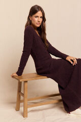 Slowlove Vestido punto aran&eacute;s Granate
