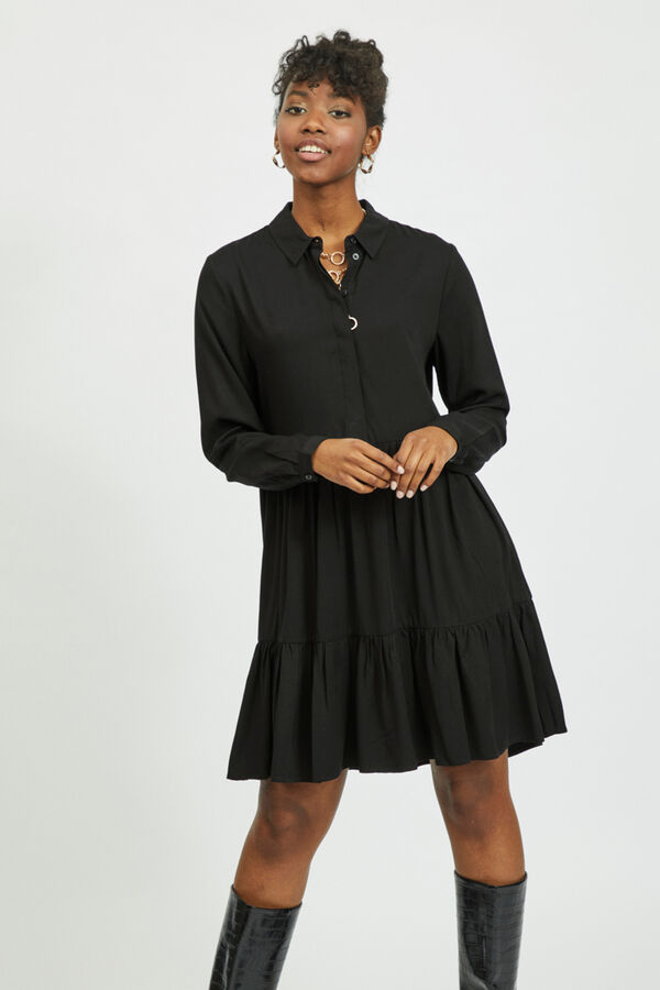 Vila Vestido curto camiseiro Preto