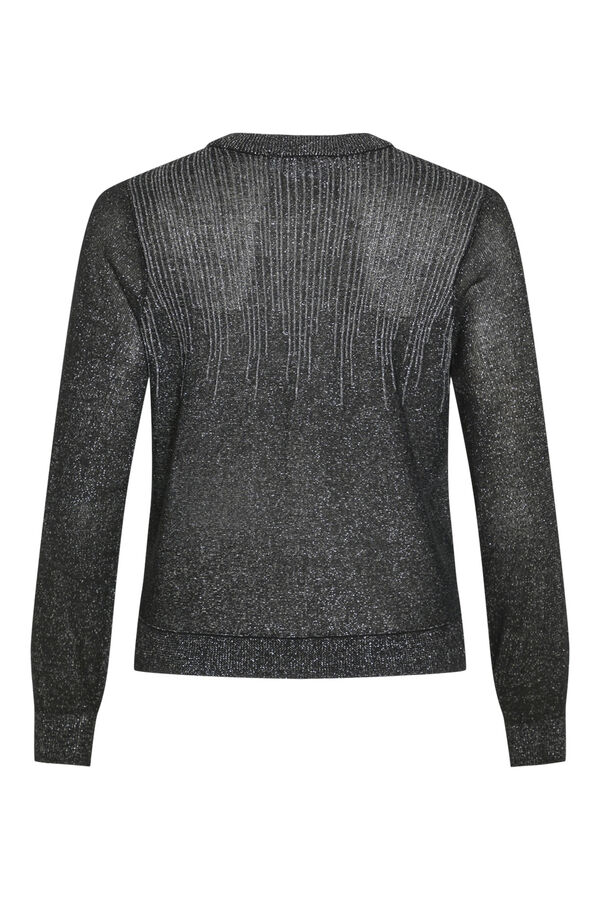 Vila Top manga comprida com glitter Preto