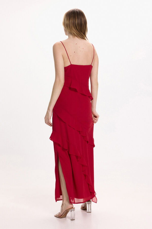 Vila Vestido de gasa midi de fiesta Rojo