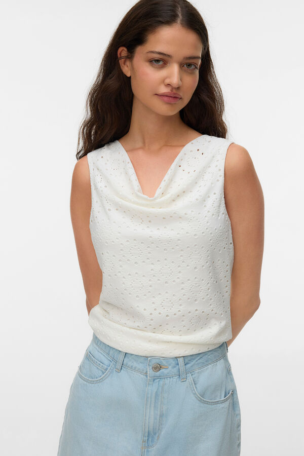 Vero Moda Top sin mangas con calados Blanco