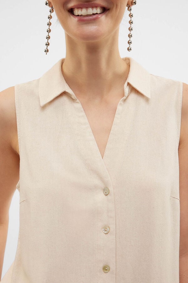 Vero Moda Top flu&iacute;do com gola em bico Cinzento